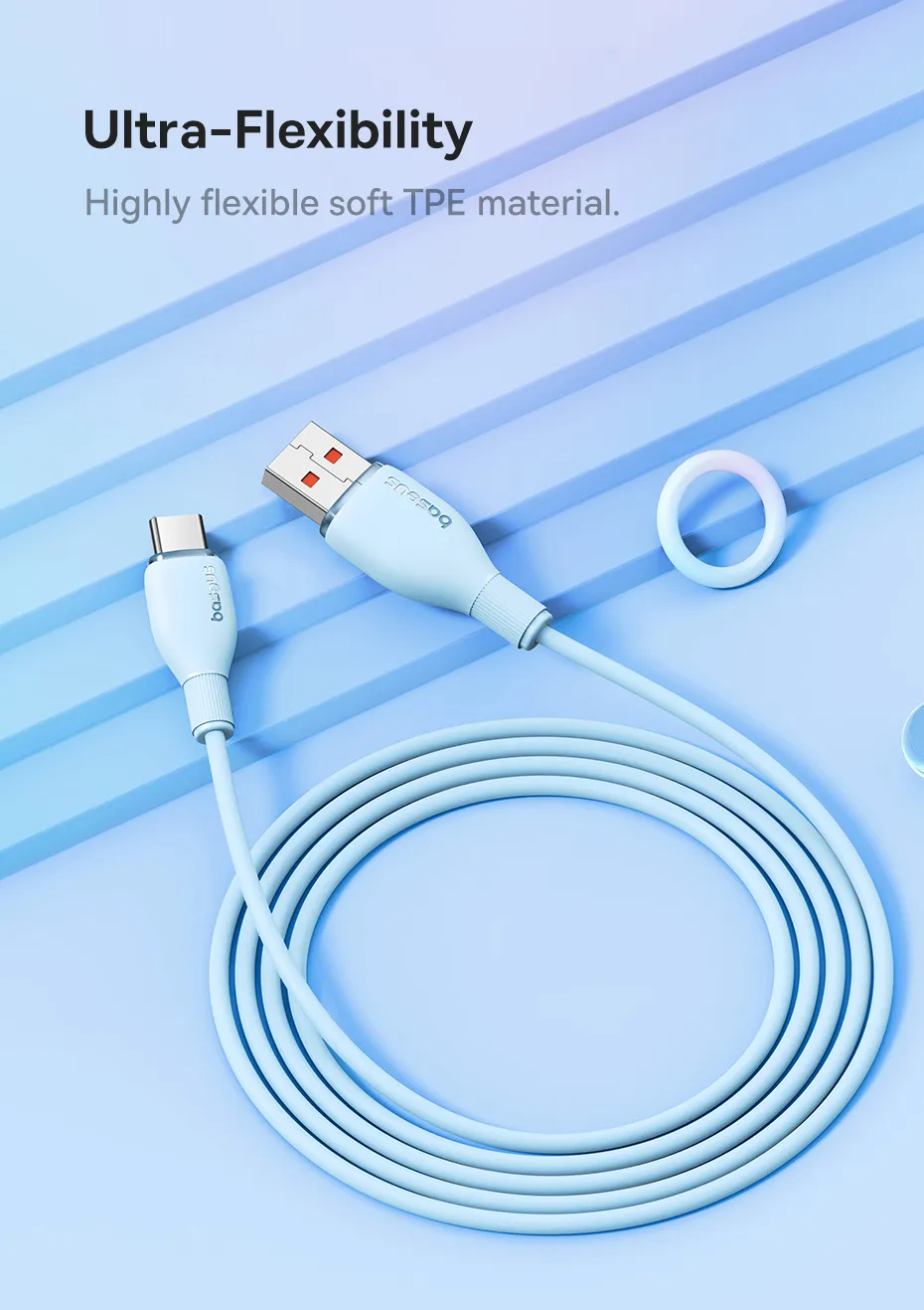 Baseus USB Type C Cable For Huawei Honor Xiaomi Samsung Super Charge 66W/100W Fast Charging USB C Charger Data Cable Wire Cord