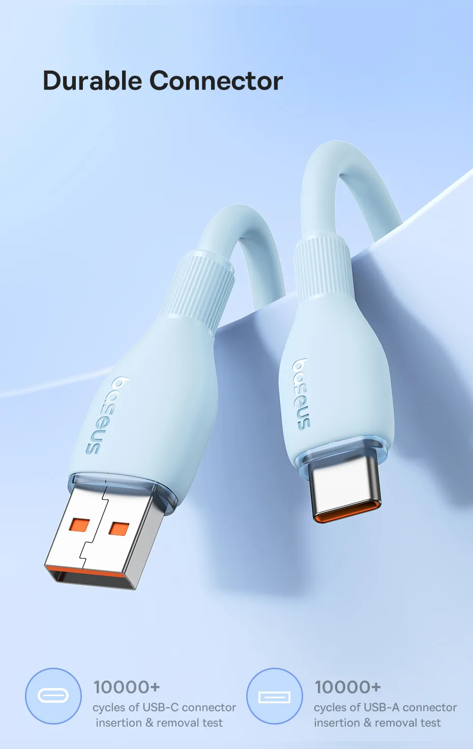 Baseus USB Type C Cable For Huawei Honor Xiaomi Samsung Super Charge 66W/100W Fast Charging USB C Charger Data Cable Wire Cord