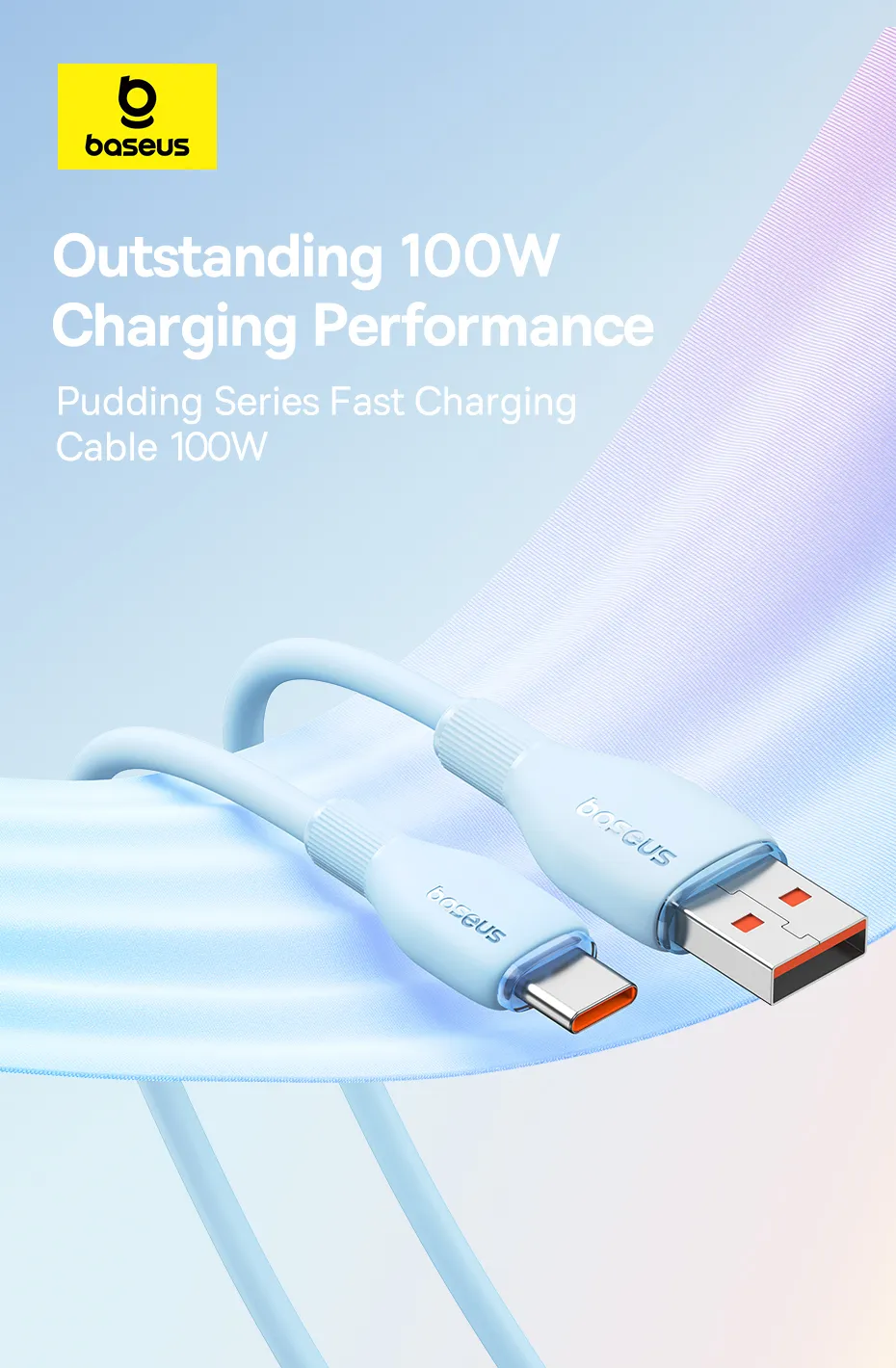 Baseus USB Type C Cable For Huawei Honor Xiaomi Samsung Super Charge 66W/100W Fast Charging USB C Charger Data Cable Wire Cord