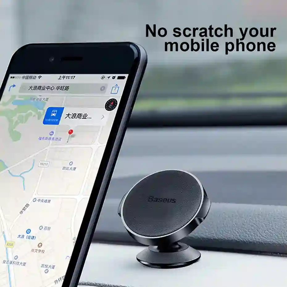Baseus Magnetic Car Phone Holder for iPhone Xiaomi Huawei Full Rotation Metal Phone Holder Stand Sticker Universal Car Holder