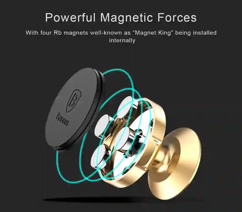 Baseus Magnetic Car Phone Holder for iPhone Xiaomi Huawei Full Rotation Metal Phone Holder Stand Sticker Universal Car Holder