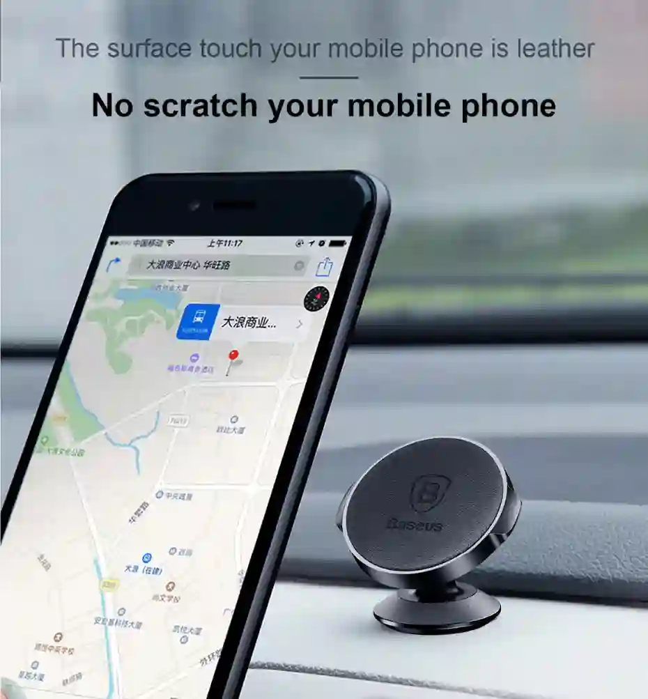 Baseus Magnetic Car Phone Holder for iPhone Xiaomi Huawei Full Rotation Metal Phone Holder Stand Sticker Universal Car Holder