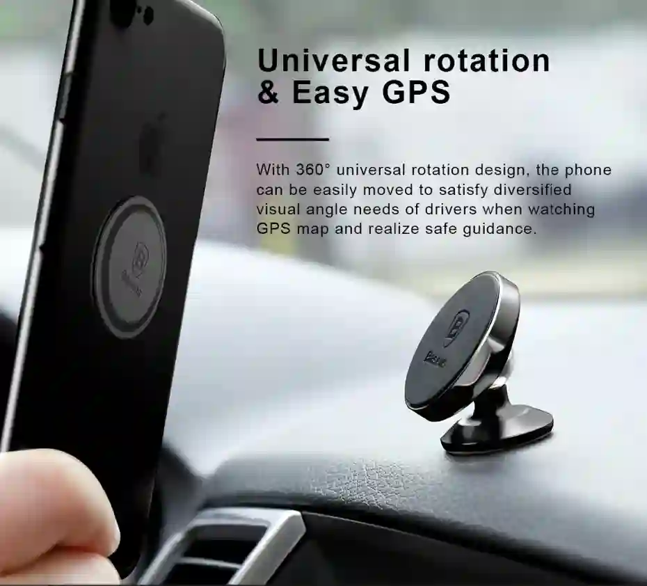 Baseus Magnetic Car Phone Holder for iPhone Xiaomi Huawei Full Rotation Metal Phone Holder Stand Sticker Universal Car Holder
