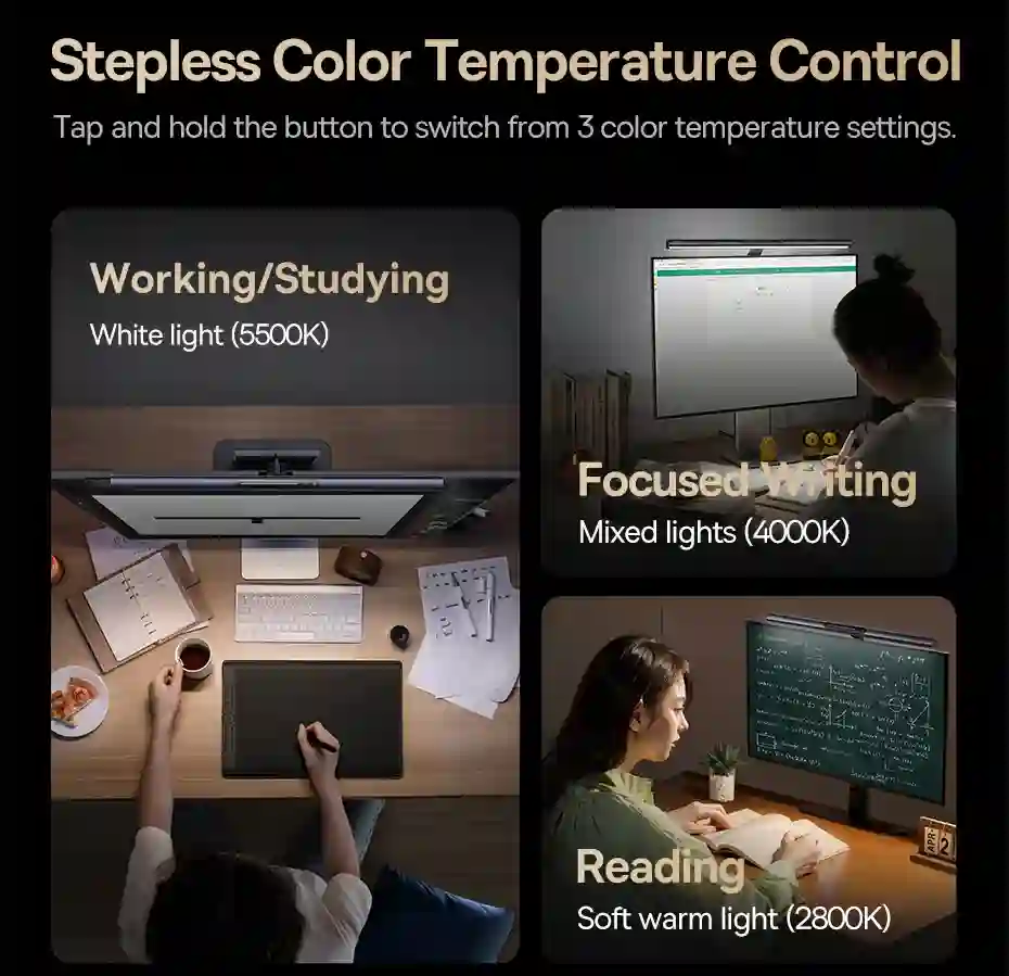 【New Sale】Baseus Magnetic Computer Screen Light Desk Lamp Laptop Hanging USB Light Table Lamp LED Monitor Light Reading Light