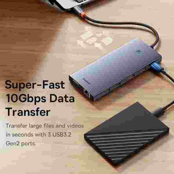 Baseus PortalJoy Series 13-Port HUB 13 in 1 DP 4K 60Hz 120Hz RJ45 VGA Converter PD 100W USB 3.0 2.0 For Macbook PC - Image 5
