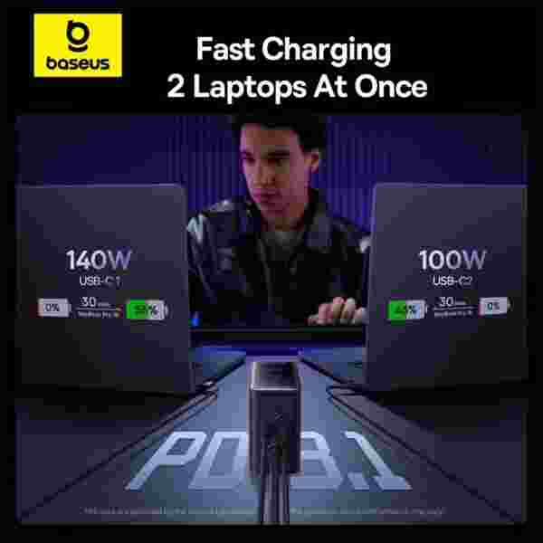 Baseus Digital GaN Intelligent Desktop Fast Charger 3C+U+DC 240W EU GaN Charger Laptop Charger For Lenovo HP Macbook - Image 2