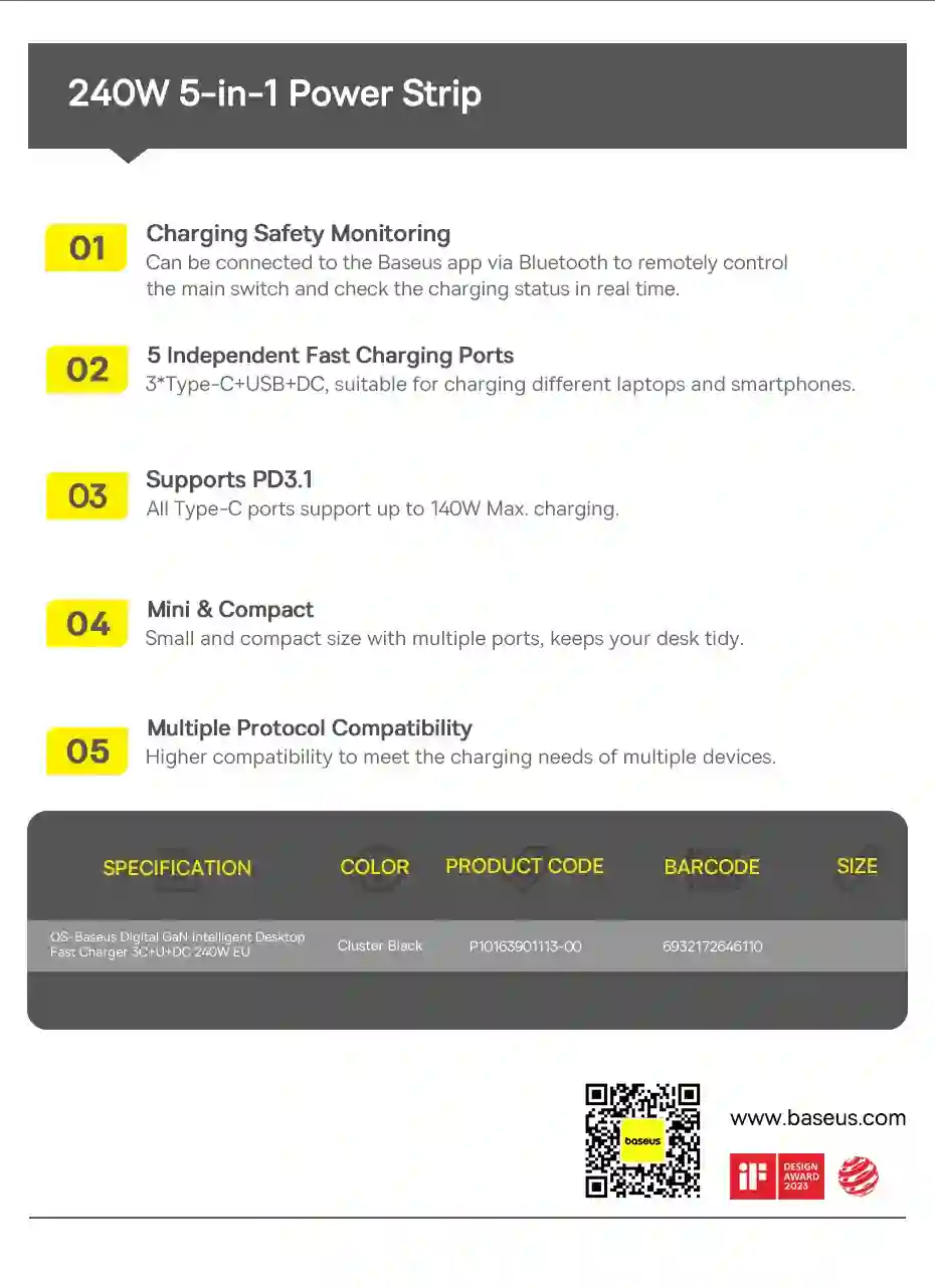 Baseus 240W Digital GaN Charger Laptop Charger For Lenovo HP Macbook Usb C Charger With DC Port Fast Charging For iPhone Xiaomi