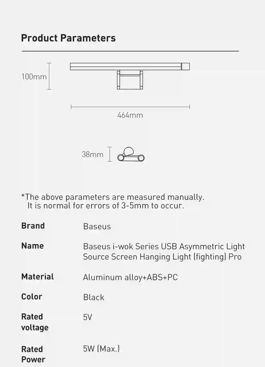 Baseus USB Asymmetric Light Source Screen Hanging Light Pro Black Screen Light Computer Lamp Led Desk Lamp For Reading Light