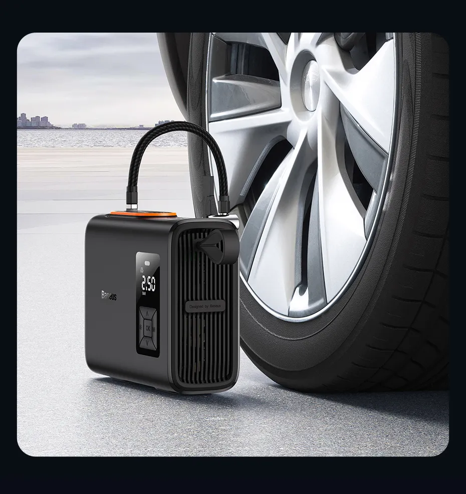 Baseus Tire Inflator Portable Air Compressor Pump Electric Wireless Dual Cylinder 250W for Car Bicycle Tyre Pressure Inflation