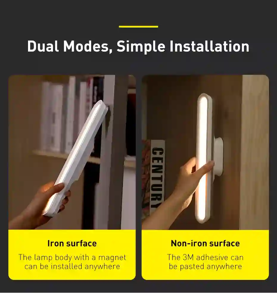 Baseus Desk Lamp Hanging Magnetic LED Table Lamp Chargeable Stepless Dimming Cabinet Light Night Light For Closet Wardrobe Lamp