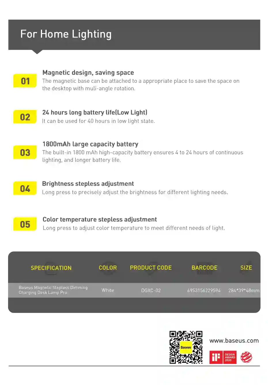 Baseus Desk Lamp Hanging Magnetic LED Table Lamp Chargeable Stepless Dimming Cabinet Light Night Light For Closet Wardrobe Lamp