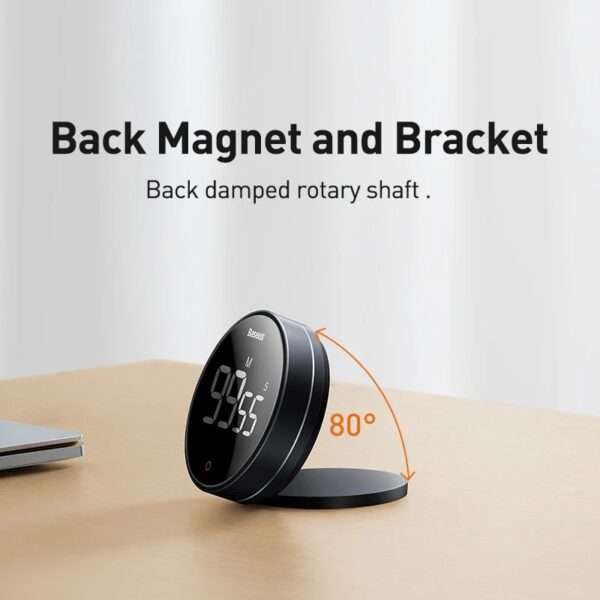 Baseus Magnetic Countdown Alarm Clock Kitchen Timer Manual Digital Timer Stand Desk Clock Cooking Timer - Image 4