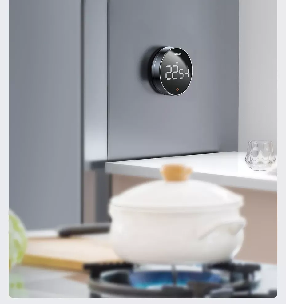 Baseus Magnetic Countdown Alarm Clock Kitchen Timer Manual Digital Timer Stand Desk Clock Cooking Timer Shower Study Stopwatch