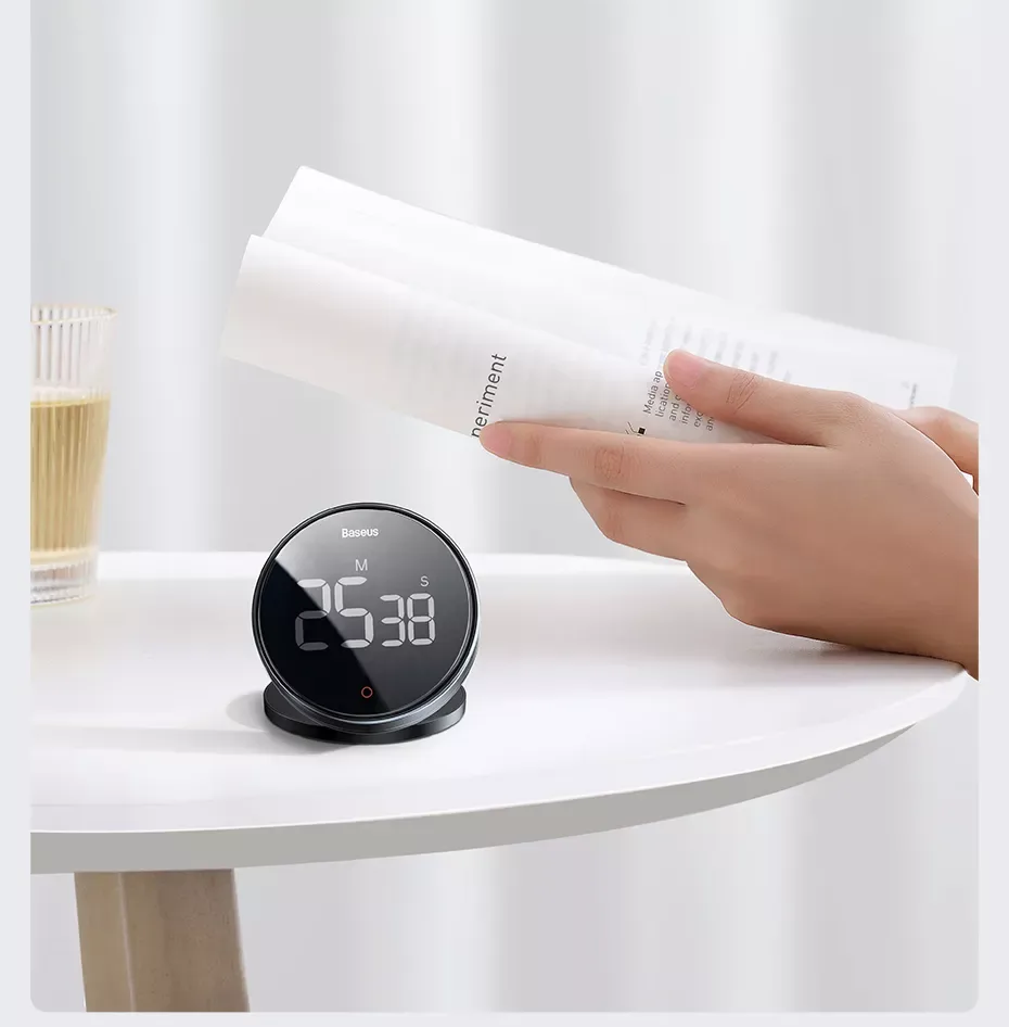 Baseus Magnetic Countdown Alarm Clock Kitchen Timer Manual Digital Timer Stand Desk Clock Cooking Timer Shower Study Stopwatch