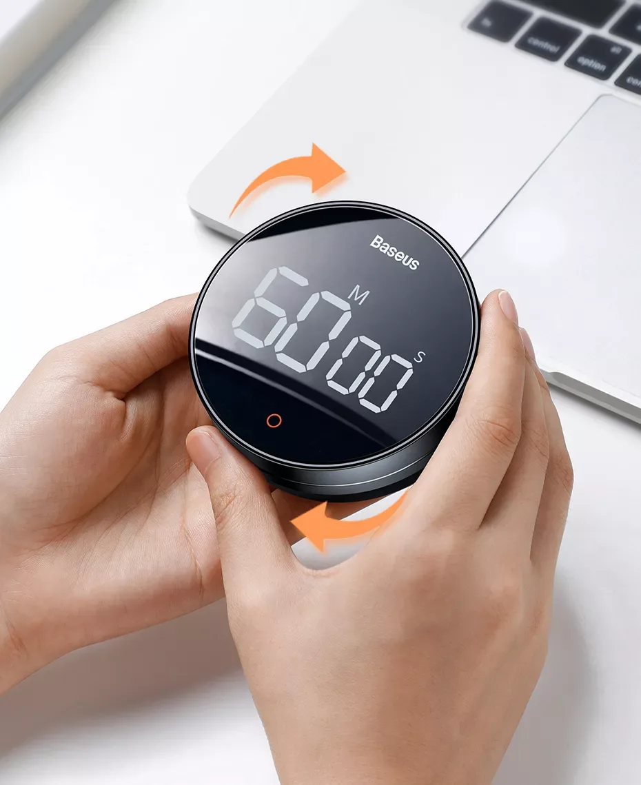 Baseus Magnetic Countdown Alarm Clock Kitchen Timer Manual Digital Timer Stand Desk Clock Cooking Timer Shower Study Stopwatch
