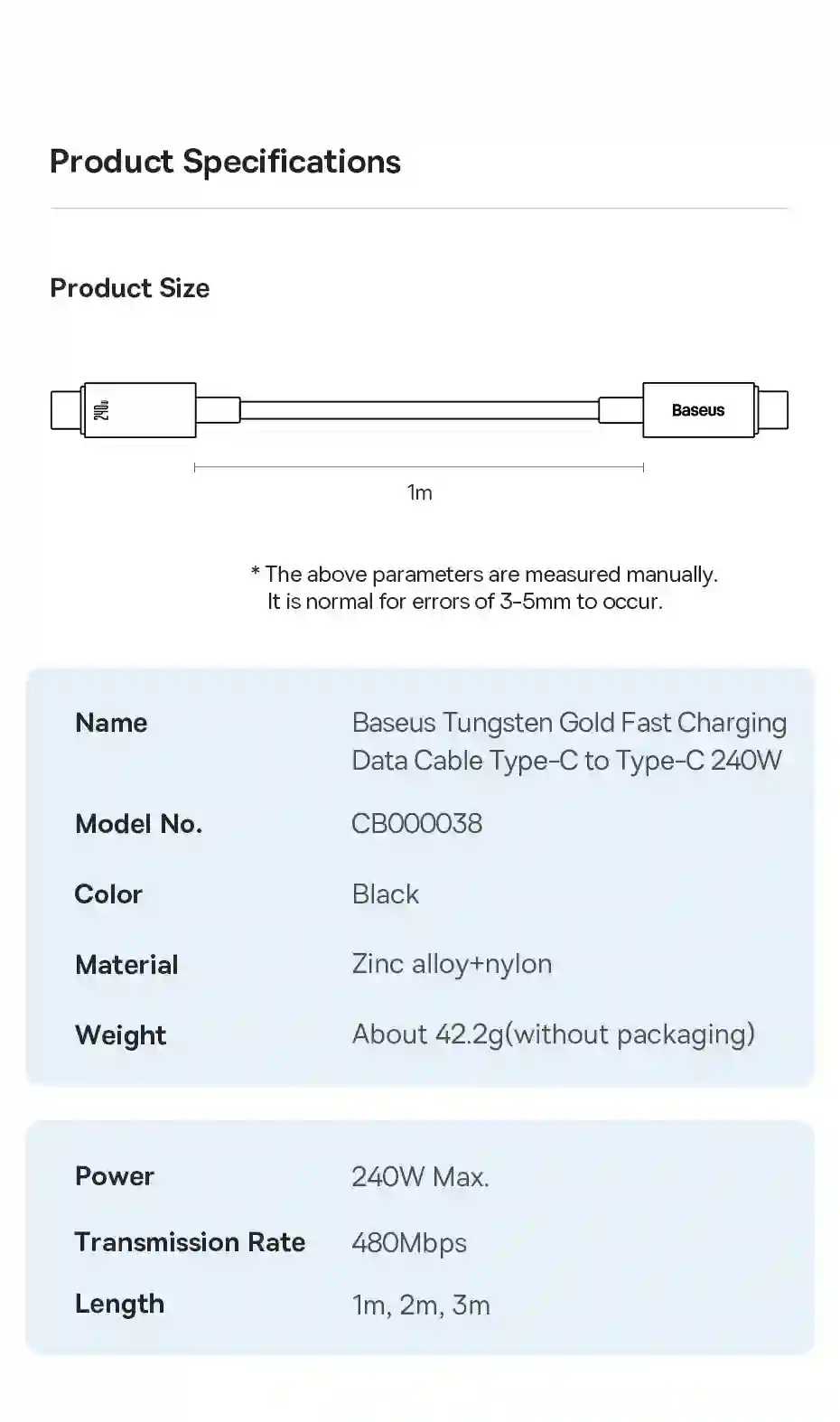 Baseus 240W USB Type C Cable for iPhone 15 PD3.1 Supercharge for Realme Samsung S23 5A Fast Charger Type C Cable for Macbook PC