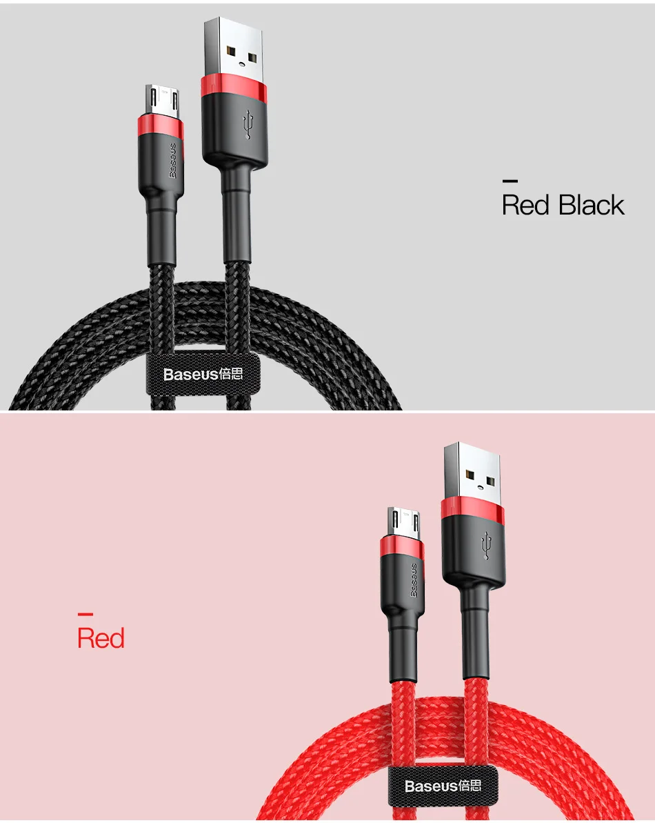 Baseus 1m 2m Reversible Micro USB Cable for Xiaomi Redmi Note 5 Pro 4 Samsung S7