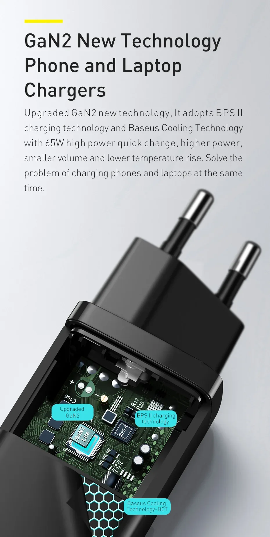 Baseus 65W GaN Charger Quick Charge 4.0 3.0 Type C PD Charger USB Charger for iPhone 15 14 13 12 Pro Max Fast Charger For Laptop