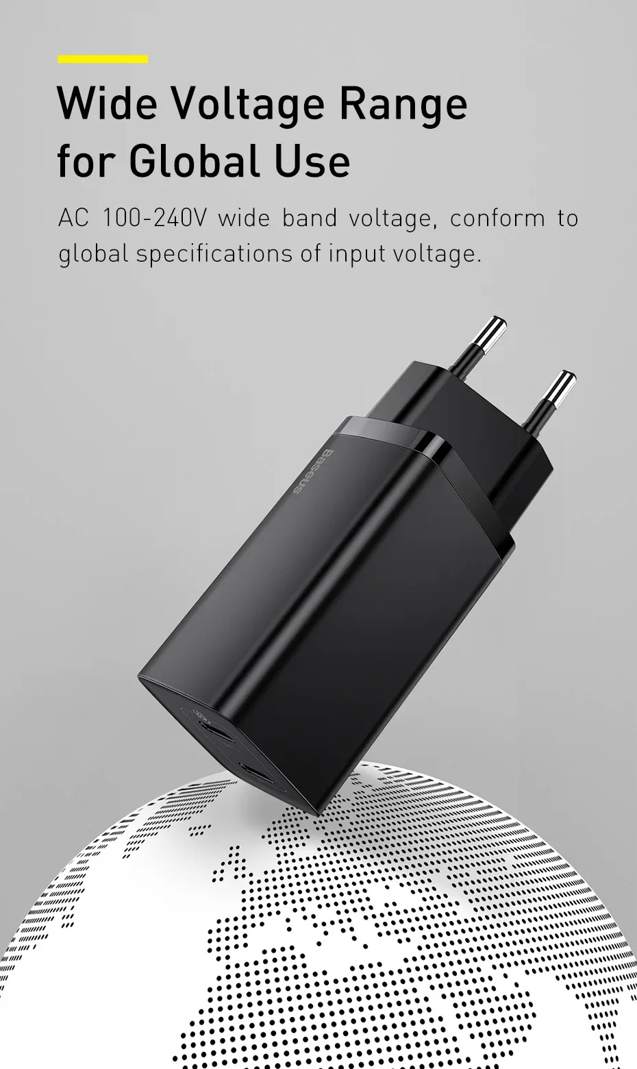 Baseus 65W GaN Charger Quick Charge 4.0 3.0 Type C PD Charger USB Charger for iPhone 15 14 13 12 Pro Max Fast Charger For Laptop