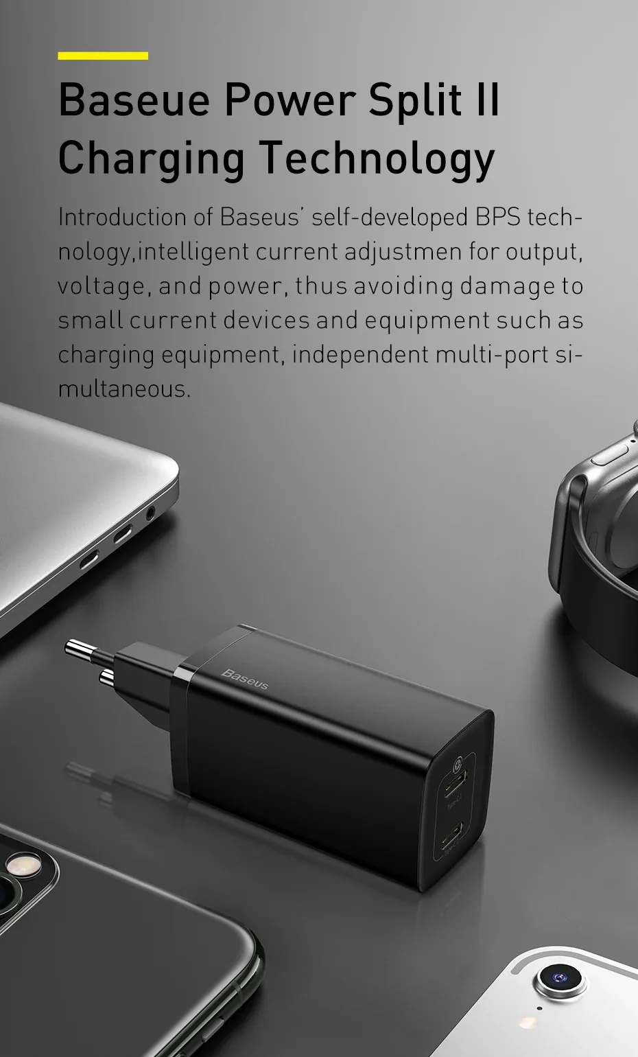 Baseus 65W GaN Charger Quick Charge 4.0 3.0 Type C PD Charger USB Charger for iPhone 15 14 13 12 Pro Max Fast Charger For Laptop