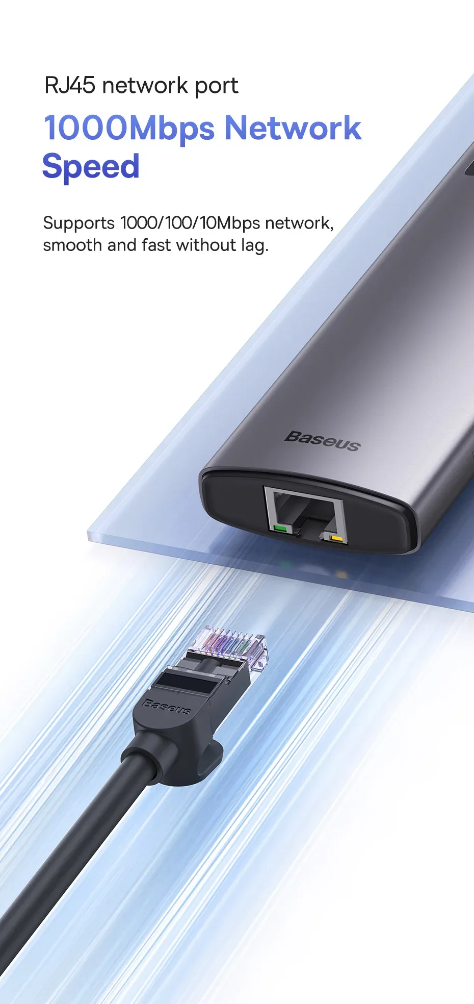 Baseus USB C 3.1 HUB 4K 60Hz Type C to HDMI-Compatible 8-in-1 Hub For RJ45 PD 100W SD TF Card Adapter For Macbook iPad Laptop PC