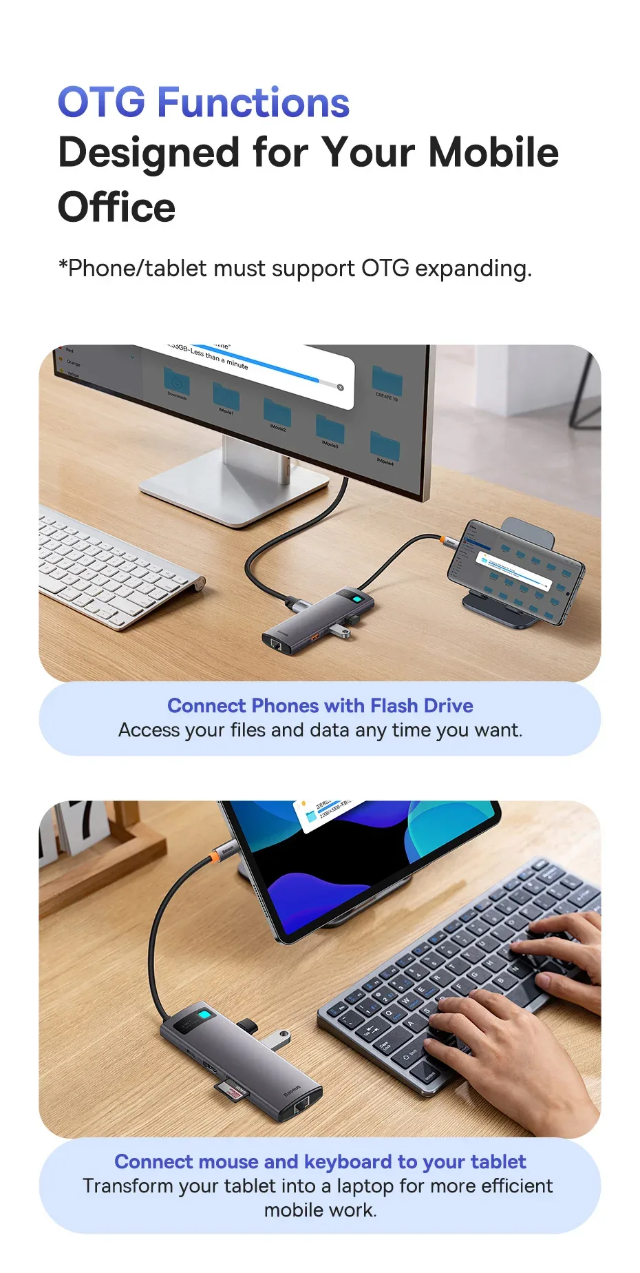 Baseus USB C 3.1 HUB 4K 60Hz Type C to HDMI-Compatible 8-in-1 Hub For RJ45 PD 100W SD TF Card Adapter For Macbook iPad Laptop PC