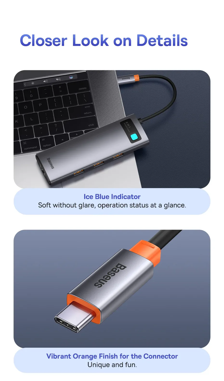 Baseus USB C 3.1 HUB 4K 60Hz Type C to HDMI-Compatible 8-in-1 Hub For RJ45 PD 100W SD TF Card Adapter For Macbook iPad Laptop PC