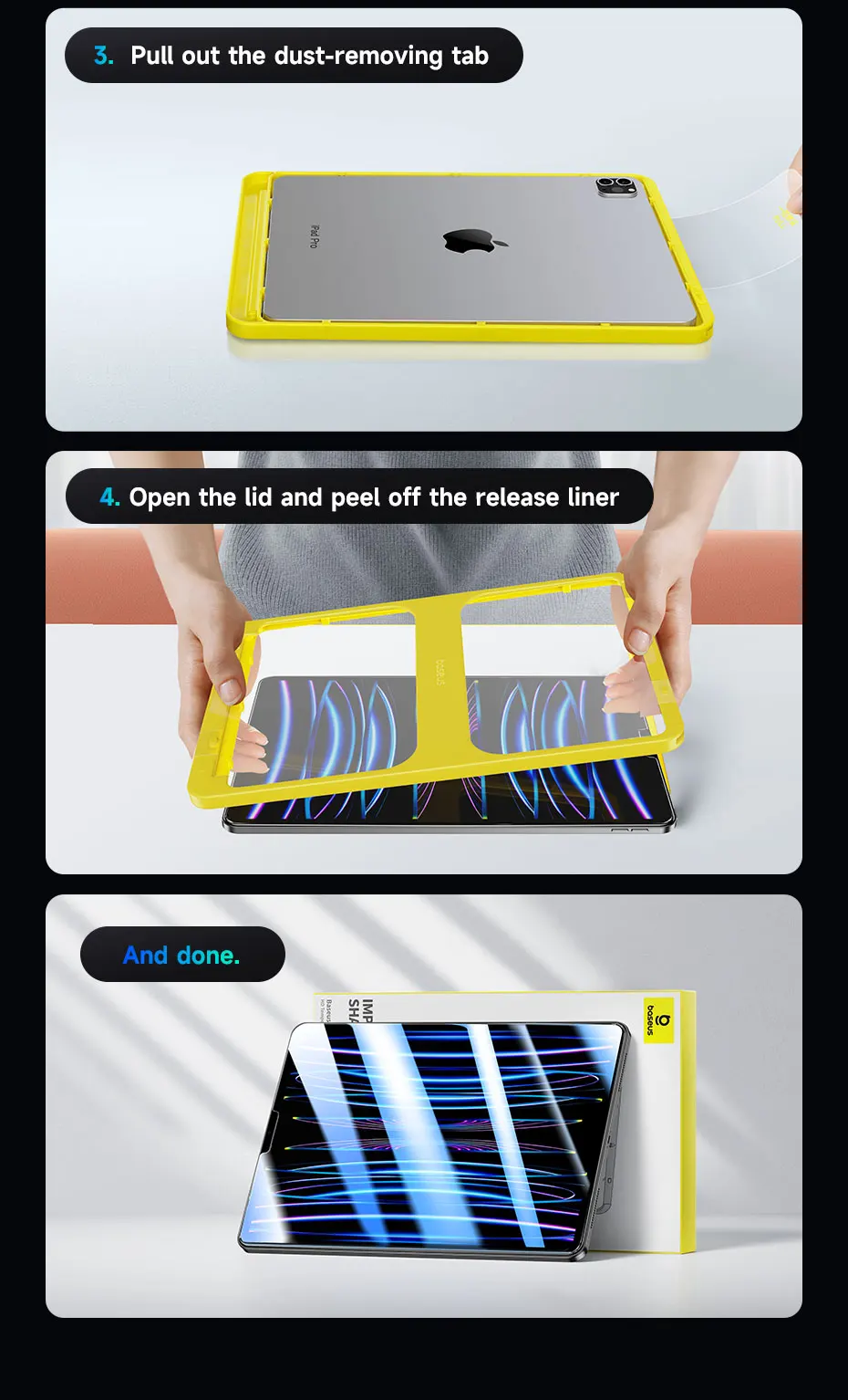 Baseus Tempered Glass for iPad Pro M4 for iPad Pro 13 11 2024 Screen Protector for iPad Air M2 Air 6 13 11 Inch Protective Film