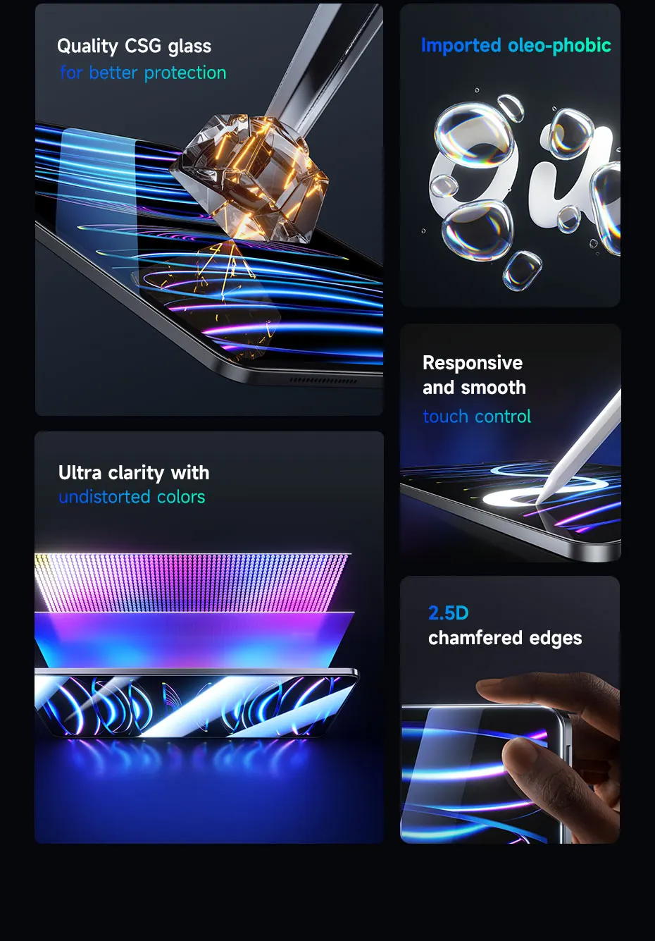 Baseus Tempered Glass for iPad Pro M4 for iPad Pro 13 11 2024 Screen Protector for iPad Air M2 Air 6 13 11 Inch Protective Film