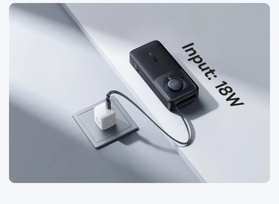Baseus 30W Power Bank 10000mah with Built-in Retractable Type-C Cable Fast Charging for iPhone 15 Pro Max Xiaomi Samsung