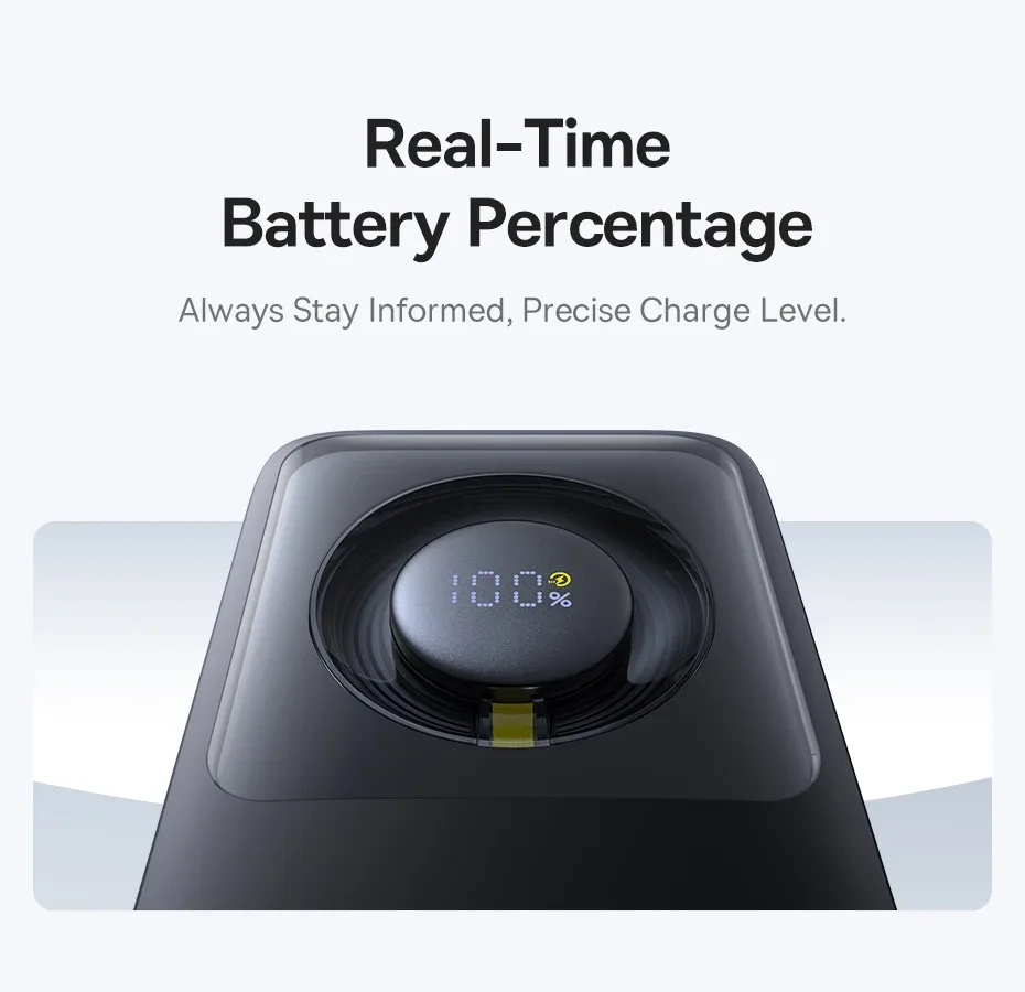 Baseus 30W Power Bank 10000mah with Built-in Retractable Type-C Cable Fast Charging for iPhone 15 Pro Max Xiaomi Samsung