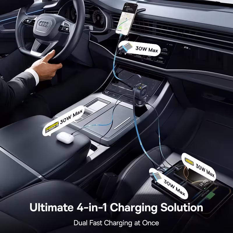 Baseus PrimeTrip VR2 Max 120W Car Charger with Dual Retractable Cables 4-Port Fast Charging Baseus PrimeTrip VR2 Max 120W Car Charger with Dual Retractable Cables 4-Port Fast Charging - Image 3