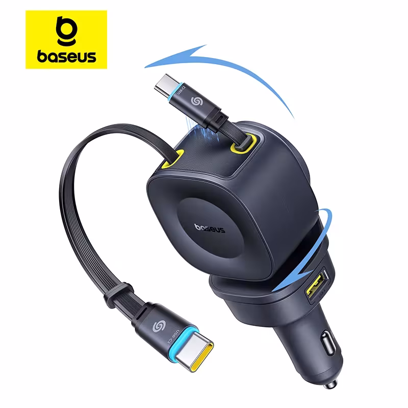 Baseus PrimeTrip VR2 Max 120W Car Charger with Dual Retractable Cables 4-Port Fast Charging Baseus PrimeTrip VR2 Max 120W Car Charger with Dual Retractable Cables 4-Port Fast Charging