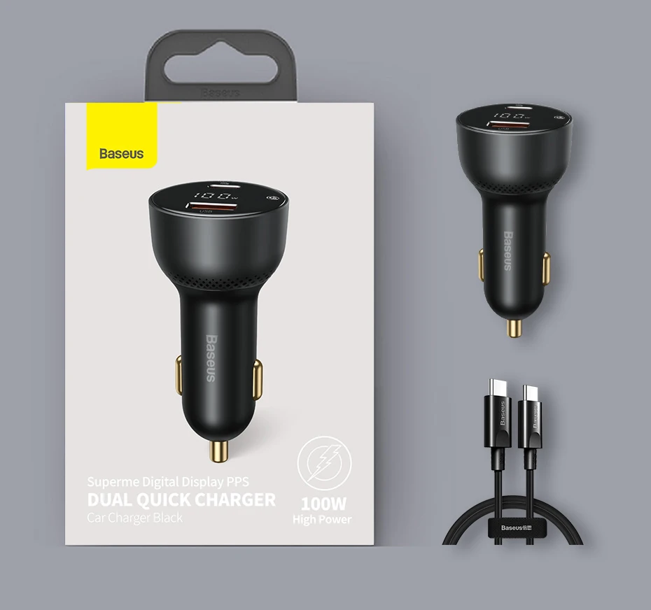 Baseus PD 100W Car Charger Quick Charge QC4.0 QC3.0 PD 3.0 Fast Charging For iPhone 16 15 14 13 Pro Max Samsung XiaoMi Phone
