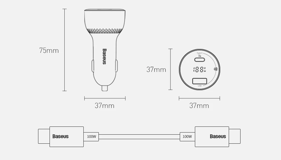 Baseus PD 100W Car Charger Quick Charge QC4.0 QC3.0 PD 3.0 Fast Charging For iPhone 16 15 14 13 Pro Max Samsung XiaoMi Phone