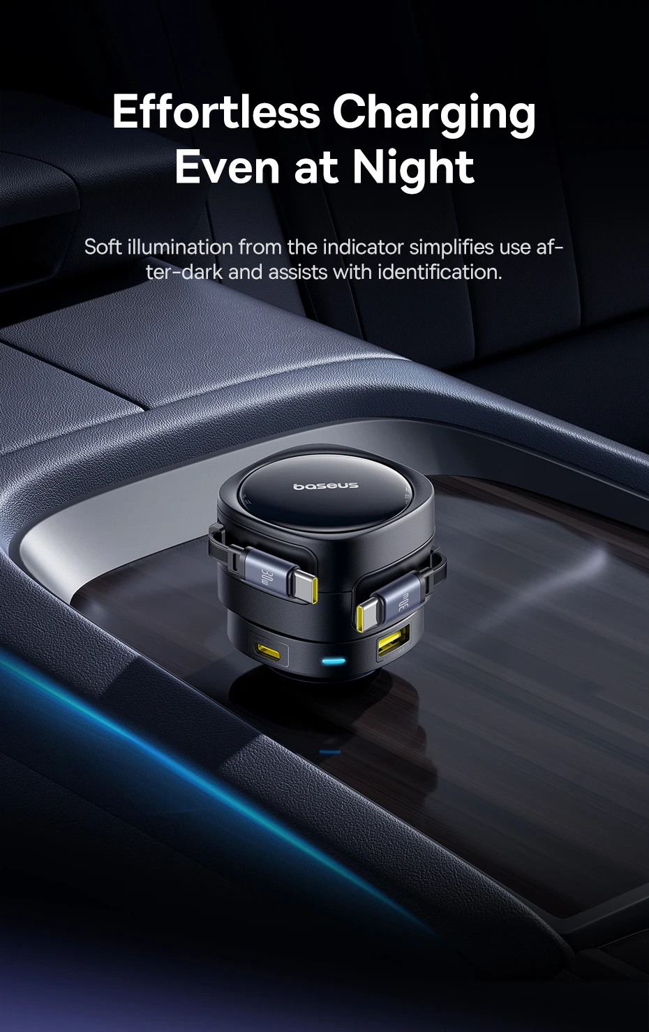 Baseus 90W USB Type-C Car Charger Dual Retractable Cable PD QC SCP AFC PPS Fast Charging For Tablet iPhone Samsung Huawei Xiaomi