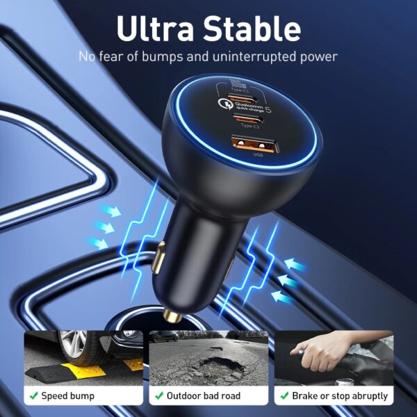 Baseus 160W Car Charger QC 5.0 PPS PD3.0 Fast Charger for Laptop iPhone 16 15 Samsung - Image 5