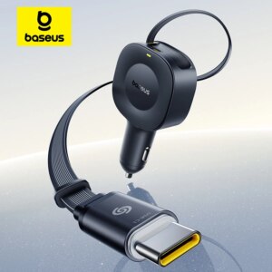 Baseus PrimeTrip VR2 30W Fast Car Charger with Retractable Dual Type-C Cable 360° Rotation