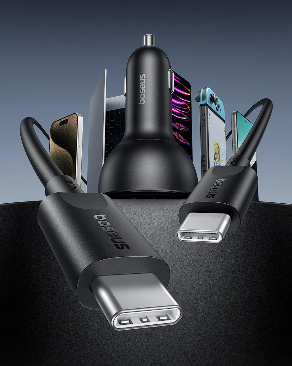 Baseus 152.5W Car Charger 100W Fast Charging PD3.0 QC4.0 USB Type-C Phone Charger For iPhone16 15 Samsung Xiaomi Laptops Tabet