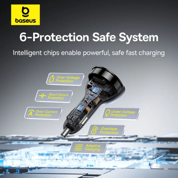 Baseus 152.5W Car Charger 100W PD3.0 QC4.0 Fast Charger Type-C for iPhone 16 15 Samsung Xiaomi Laptops - Image 6