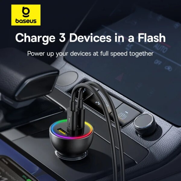 Baseus 152.5W Car Charger 100W PD3.0 QC4.0 Fast Charger Type-C for iPhone 16 15 Samsung Xiaomi Laptops - Image 3