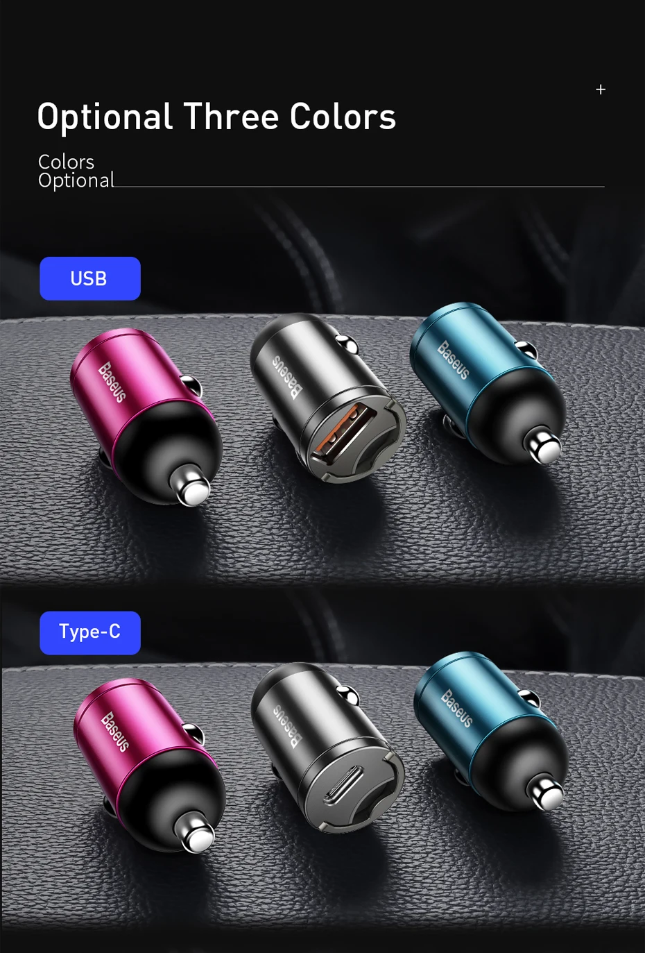 Baseus Car Charger USB Quick Charge 4.0 3.0 For iPhone Huawei Xiaomi Samsung Fast Charging USB Phone Mini Charger