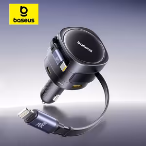 Baseus 90W Car Charger Dual Retractable Cable Fast Charging PD QC SCP For iPhone Samsung Xiaomi