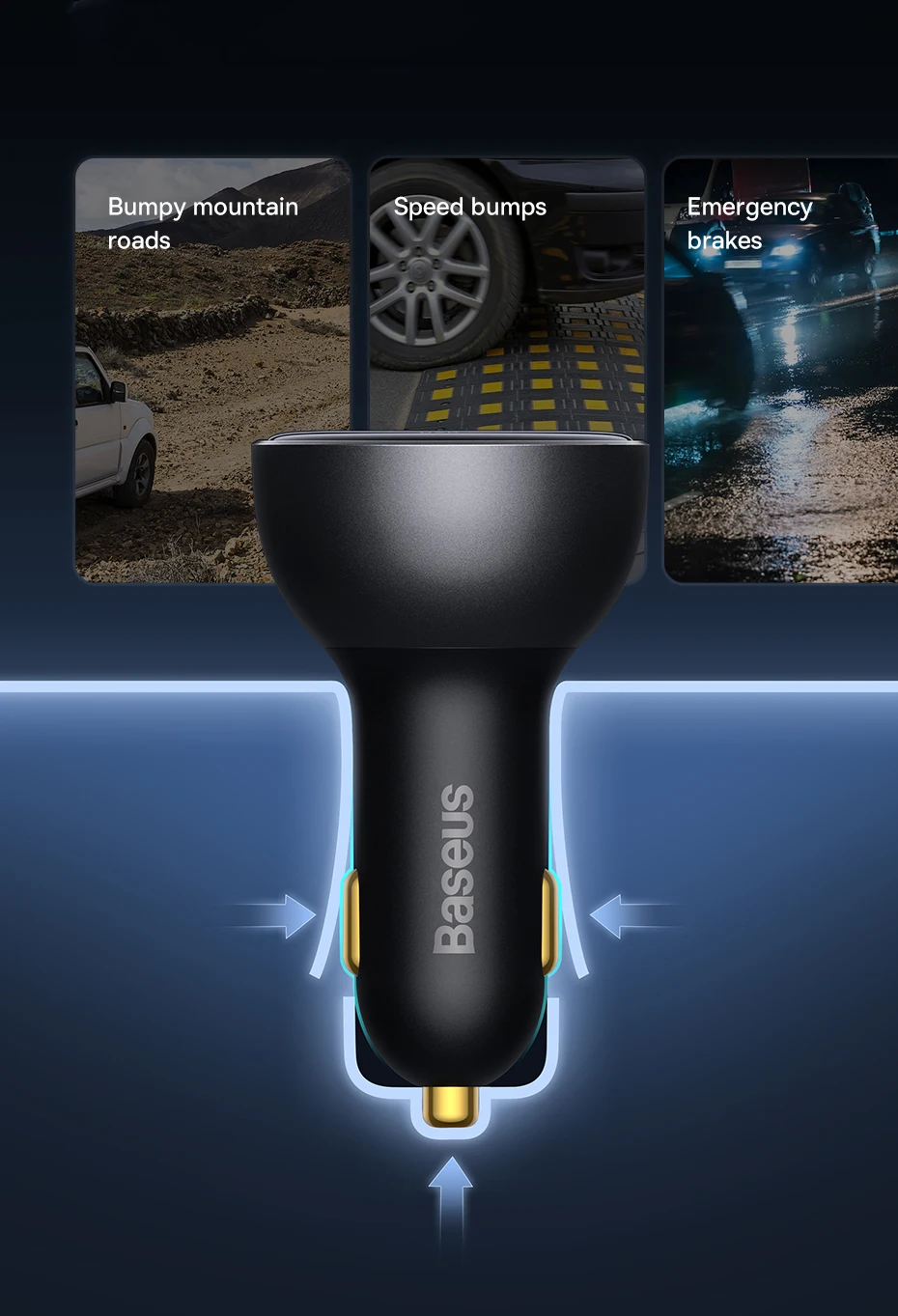 Baseus 140W Car Charger PD3.1 Fast Charging Quick Charge For Macbook Laptop USB Type C Car Phone Charger For iPhone Samsung