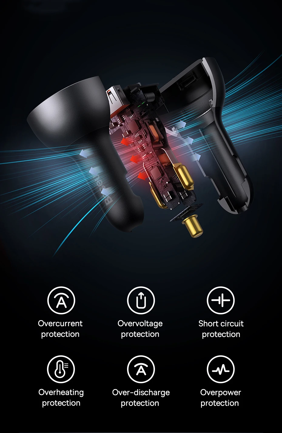 Baseus 140W Car Charger PD3.1 Fast Charging Quick Charge For Macbook Laptop USB Type C Car Phone Charger For iPhone Samsung