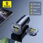 Baseus 30W Car Charger Dual Port USB-C Fast Charging PD QC for iPhone Samsung Xiaomi Huawei