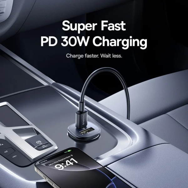 Baseus 30W Car Charger Dual Port USB-C Fast Charging PD QC for iPhone Samsung Xiaomi Huawei - Image 2