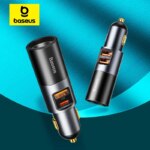 Baseus 120W Fast Car Charger QC 3.0 PD 3.0 Dual USB Port with Cigarette Lighter Expansion