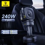 Baseus PrimeTrip VR2 Max 240W Car Charger with Retractable Cable 4 Port Fast Charging USB Type-C