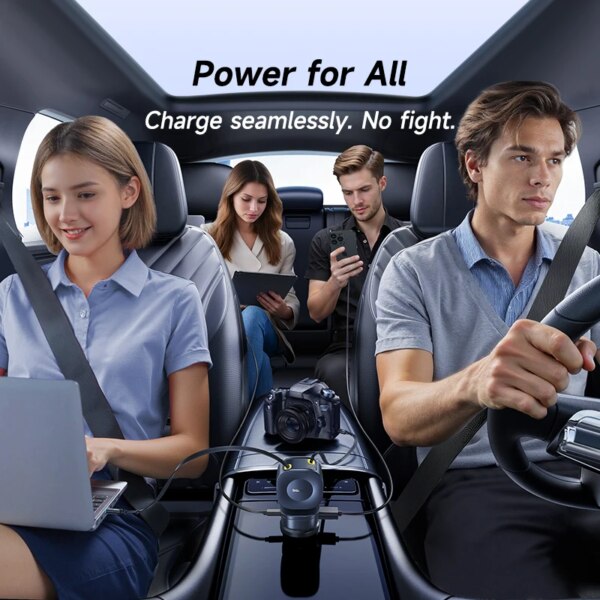 Baseus PrimeTrip VR2 Max 240W Car Charger with Retractable Cable 4 Port Fast Charging USB Type-C - Image 6